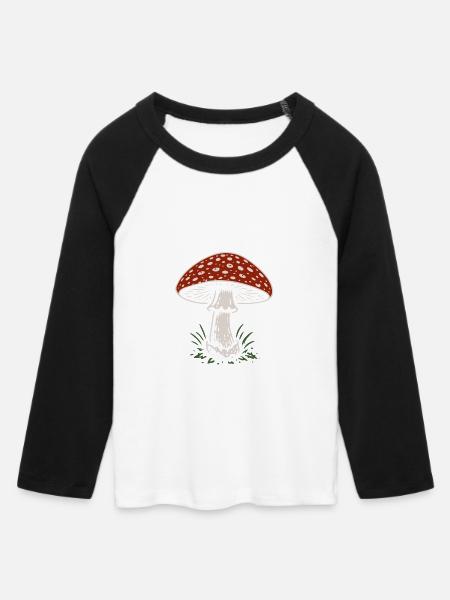 Fliegenpilz - Pilze - Spruch - Frauen Cropped Baseball T-Shirt 3/4 Arm - Weiß/Schwarz
