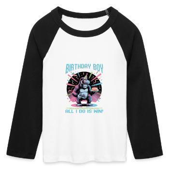 Birthday Gamer VR - Women's Cropped 3/4 Sleeve Baseball T-Shirt - white/black - Front - Maraike (178cm)