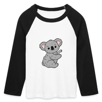 Koala Koalabär - Frauen Cropped Baseball T-Shirt 3/4 Arm - Weiß/Schwarz - Vorne - Maraike (178cm)