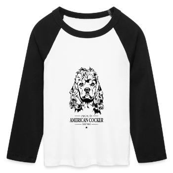 American Cocker Maman Chiens Cocker Spaniel Wilsigns - T-shirt Crop Top de Baseball Manches 3/4 Femme - blanc/noir - Devant - Maraike (178cm)