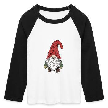 Elfes de Noël Gnom - T-shirt Crop Top de Baseball Manches 3/4 Femme - blanc/noir - Devant - Maraike (178cm)