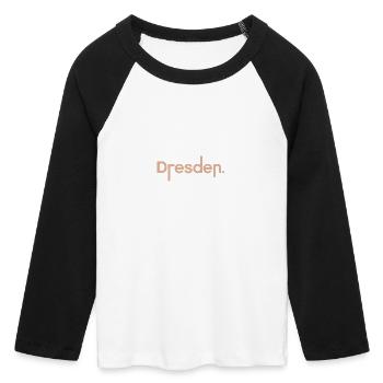 Dresden Typography Dresden City Font Logo - Women's Cropped 3/4 Sleeve Baseball T-Shirt - white/black - Front - Maraike (178cm)