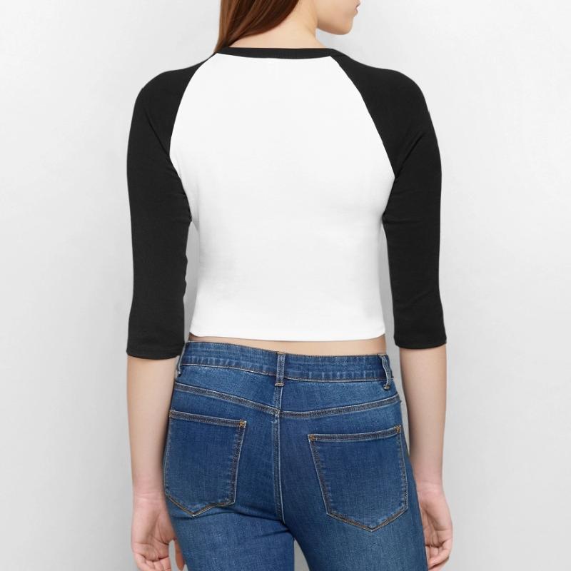 Construit différemment T-shirt Crop Top de Baseball Manches 3/4 Femme