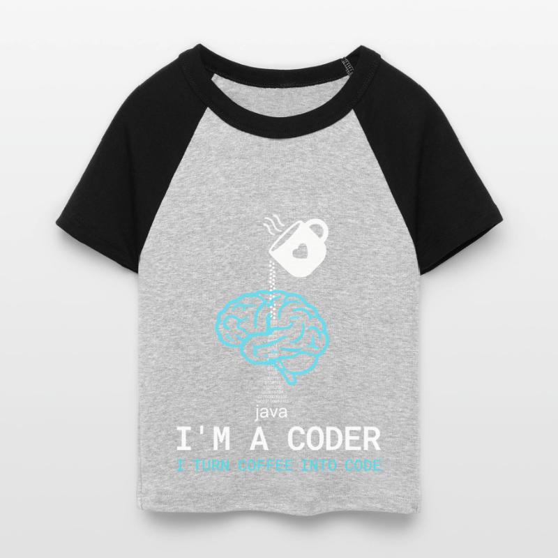 Coder T-Shirt: Coffee into Code – Nerdy Programmie Frauen Cropped Baseball T-Shirt