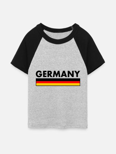 Deutschland - Frauen Cropped Baseball T-Shirt - Grau meliert/Schwarz