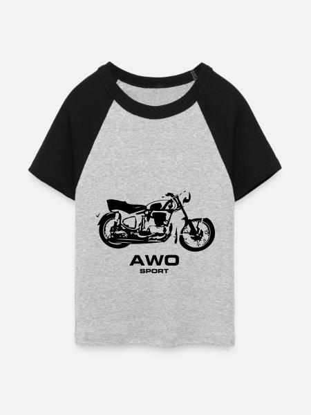 Sport AWO - Frauen Cropped Baseball T-Shirt - Grau meliert/Schwarz