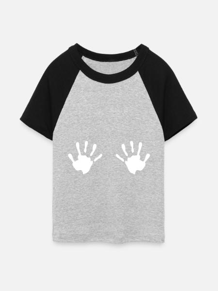 Hand - Hände - Handabdruck - Frauen Cropped Baseball T-Shirt - Grau meliert/Schwarz