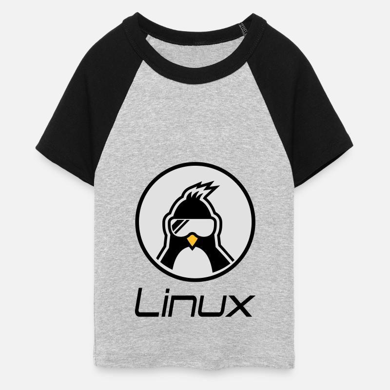 linux - Women's Cropped Baseball T-Shirt - heather grey/black