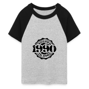 1990 - Second to None - Frauen Cropped Baseball T-Shirt - Grau meliert/Schwarz - Vorne