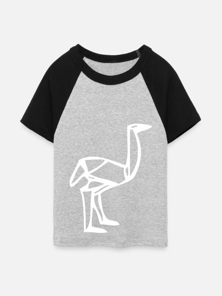 Vogel Strauss - Origami - Frauen Cropped Baseball T-Shirt - Grau meliert/Schwarz