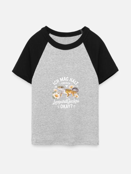 LeopardGecko Blumenwitz Shirt - Frauen Cropped Baseball T-Shirt - Grau meliert/Schwarz