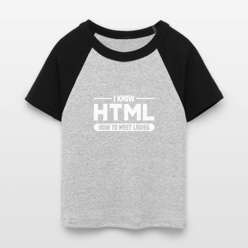HTML Humor Code Programmierer Spruch Frauen Cropped Baseball T-Shirt