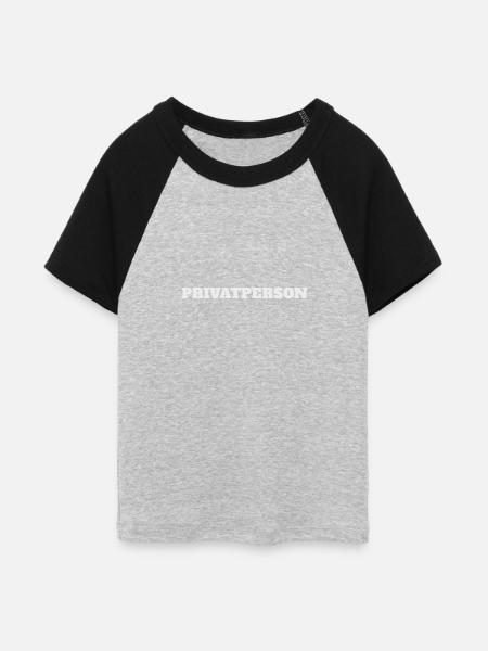 Privatperson - Frauen Cropped Baseball T-Shirt - Grau meliert/Schwarz