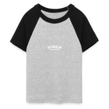 PRENZLAUER BERG Ostberlin - Frauen Cropped Baseball T-Shirt - Grau meliert/Schwarz - Vorne