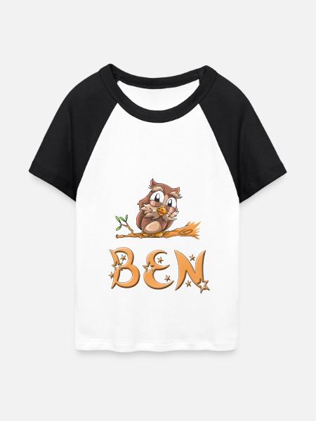 Eule Ben - Frauen Cropped Baseball T-Shirt - Weiß/Schwarz