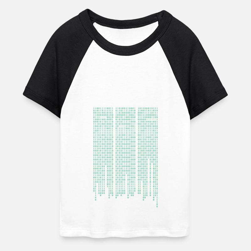 Matrix code - Women's Cropped Baseball T-Shirt - white/black