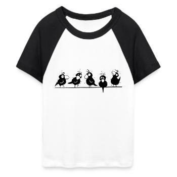 Happy Raben - Frauen Cropped Baseball T-Shirt - Weiß/Schwarz - Vorne