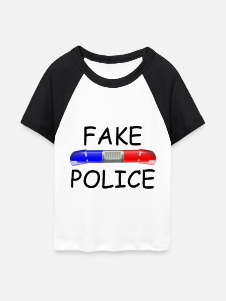 Fake Police - Frauen Cropped Baseball T-Shirt - Weiß/Schwarz