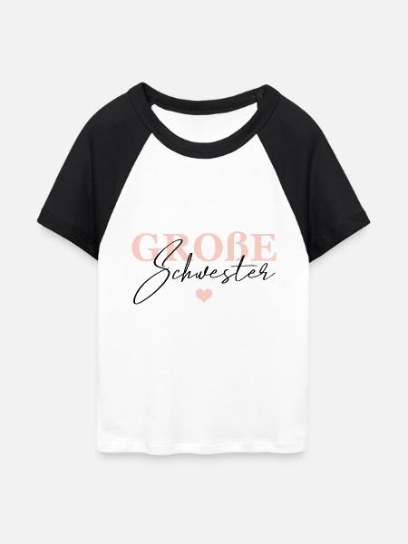 Große Schwester - Frauen Cropped Baseball T-Shirt - Weiß/Schwarz