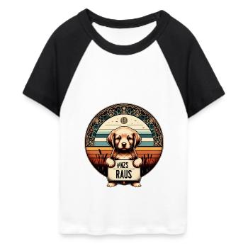 NZS raus, Gegen AFD, gegen Rechts - Frauen Cropped Baseball T-Shirt - Weiß/Schwarz - Vorne