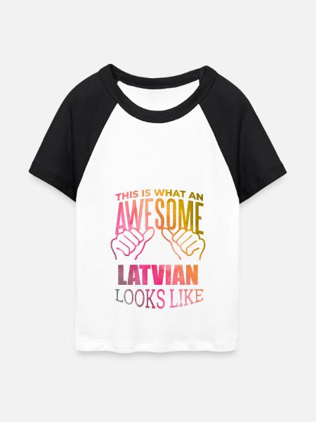 Lettland, Lettland, Lettland - Frauen Cropped Baseball T-Shirt - Weiß/Schwarz