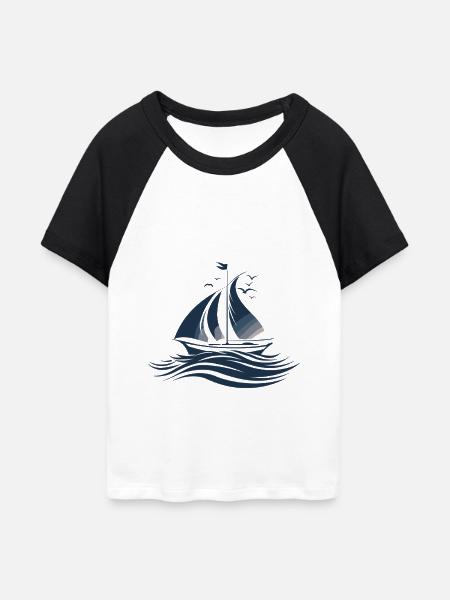 Segeln - Frauen Cropped Baseball T-Shirt - Weiß/Schwarz