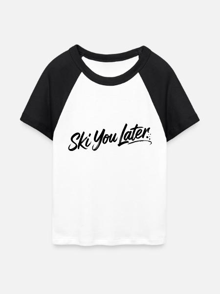 Ski you later - Frauen Cropped Baseball T-Shirt - Weiß/Schwarz
