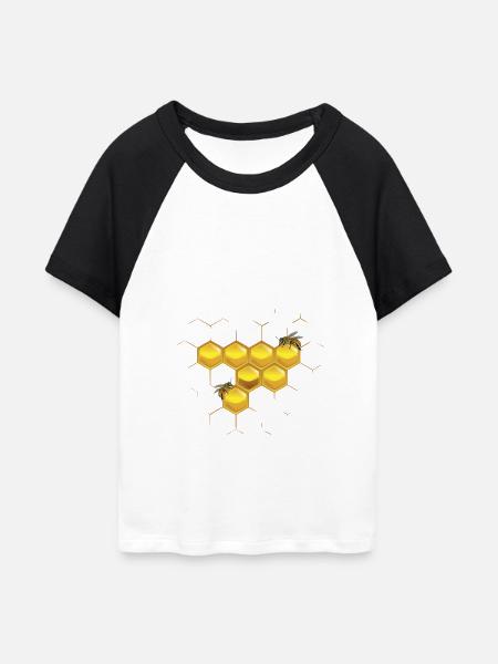 Bienen und Waben - Frauen Cropped Baseball T-Shirt - Weiß/Schwarz