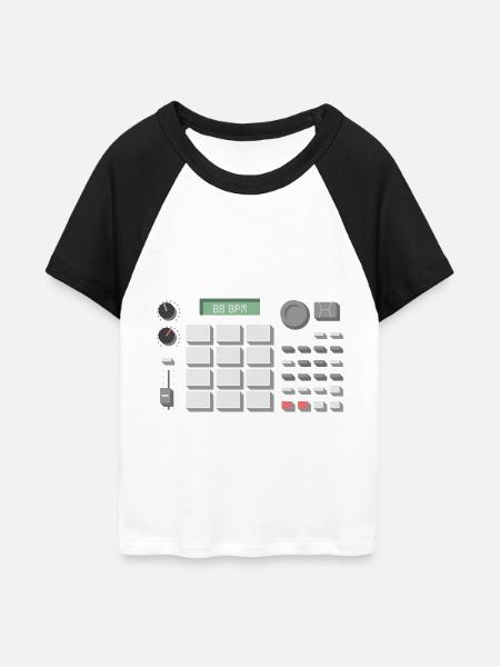 88 BPM MPC 500 - Frauen Cropped Baseball T-Shirt - Weiß/Schwarz