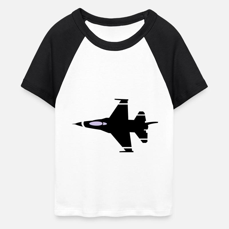 jet flying - Women's Cropped Baseball T-Shirt - white/black