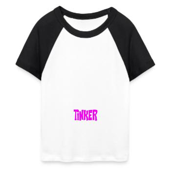 TINKER - Glitzer - Frauen Cropped Baseball T-Shirt - Weiß/Schwarz - Vorne
