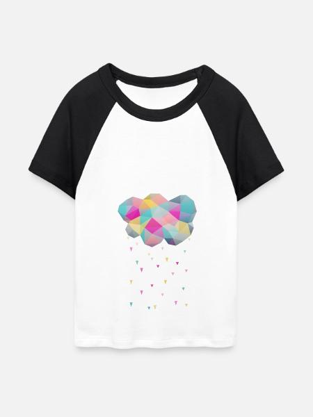 WOLKE - Frauen Cropped Baseball T-Shirt - Weiß/Schwarz