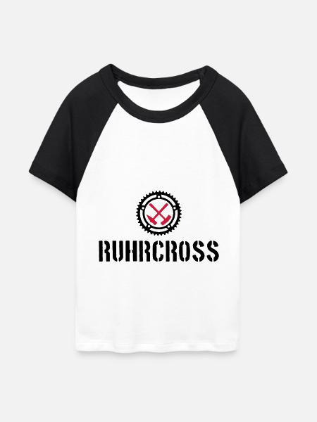 ruhrcross 3 - Frauen Cropped Baseball T-Shirt - Weiß/Schwarz