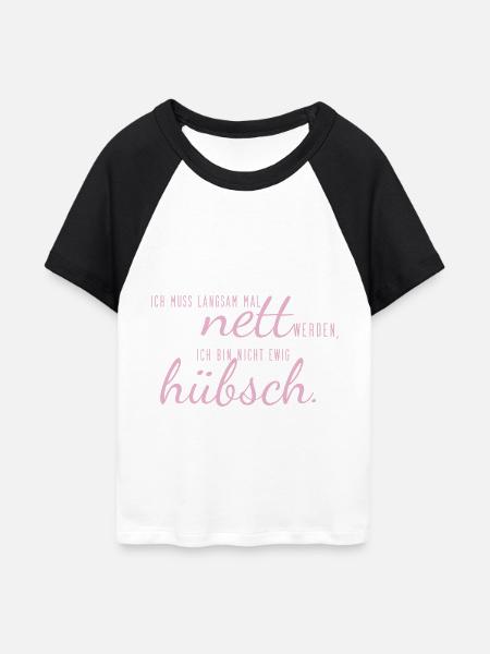 sprüche nett hübsch - Frauen Cropped Baseball T-Shirt - Weiß/Schwarz