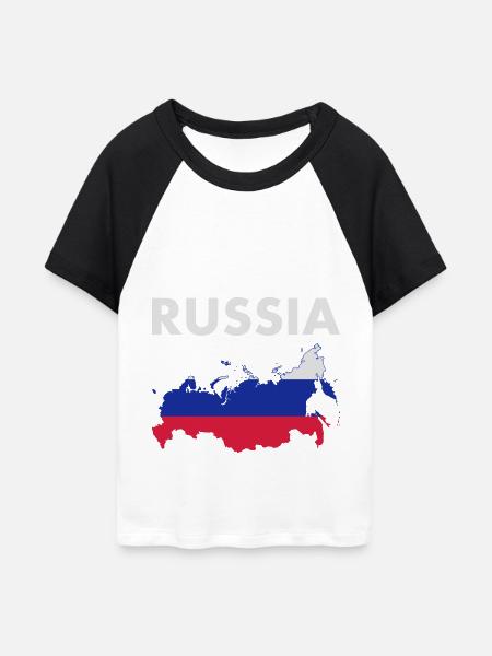 Russland - Frauen Cropped Baseball T-Shirt - Weiß/Schwarz