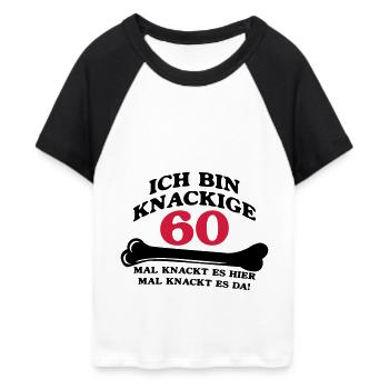 Geburtstag - Ich bin Knackige 60 - Frauen Cropped Baseball T-Shirt - Weiß/Schwarz - Vorne
