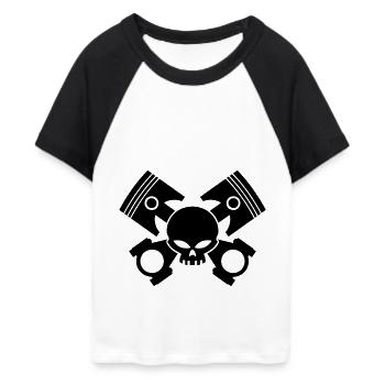 pistons - rods and skull - Women's Cropped Baseball T-Shirt - white/black - Front