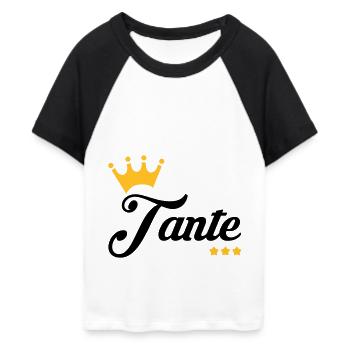 Onkel / Tante / Vetter / Cousin / Kusine - Frauen Cropped Baseball T-Shirt - Weiß/Schwarz - Vorne