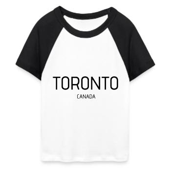 Toronto - Frauen Cropped Baseball T-Shirt - Weiß/Schwarz - Vorne