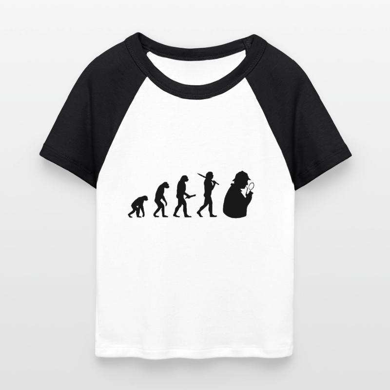 sherlock holmes evolution progress development Women's Cropped Baseball T-Shirt