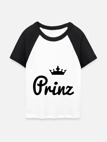 Prinz - Frauen Cropped Baseball T-Shirt - Weiß/Schwarz