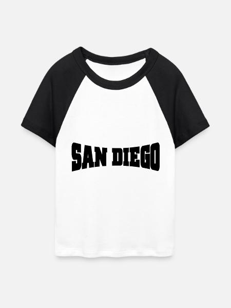 San Diego - Frauen Cropped Baseball T-Shirt - Weiß/Schwarz