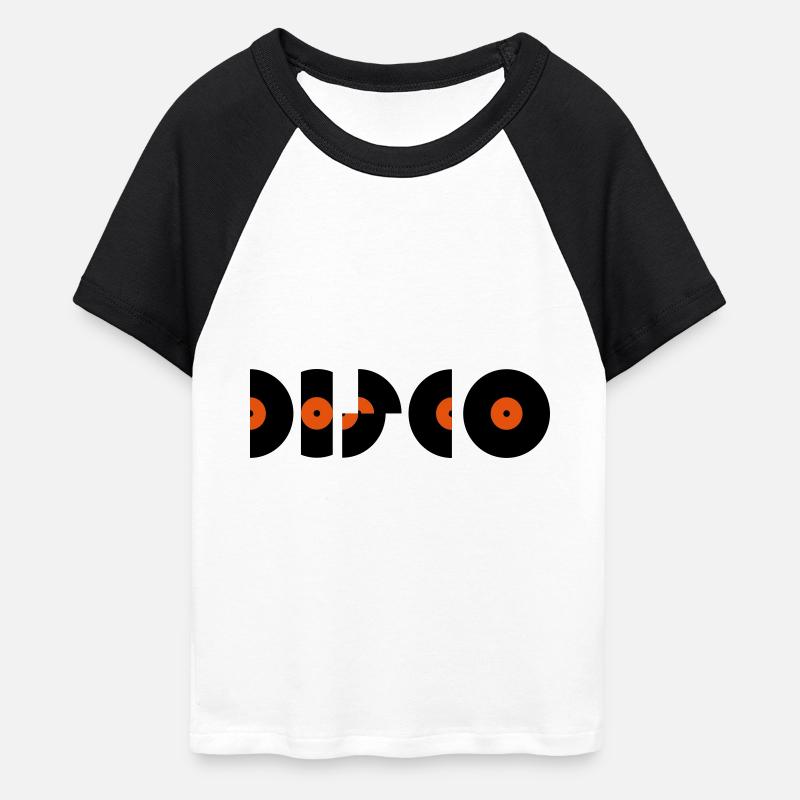 disco_2c - Women's Cropped Baseball T-Shirt - white/black