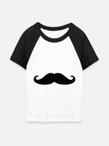 Schnurrbart - Frauen Cropped Baseball T-Shirt - Weiß/Schwarz
