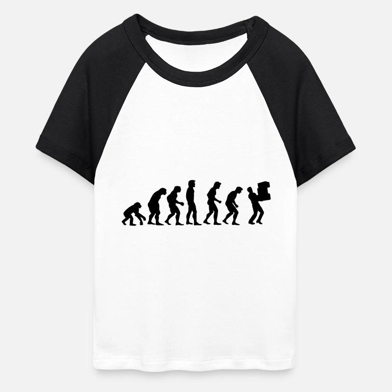 parcel delivery evolution - Women's Cropped Baseball T-Shirt - white/black