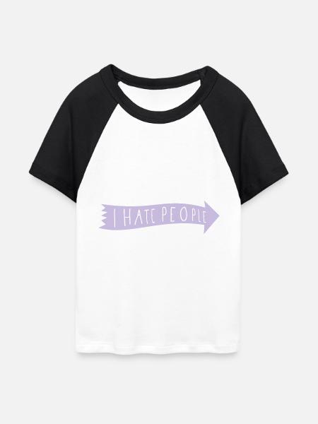 I HATE PEOPLE. - Frauen Cropped Baseball T-Shirt - Weiß/Schwarz