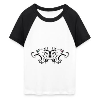 wolf_wildlife_002 - T-shirt Crop Top de Baseball Femme - blanc/noir - Devant