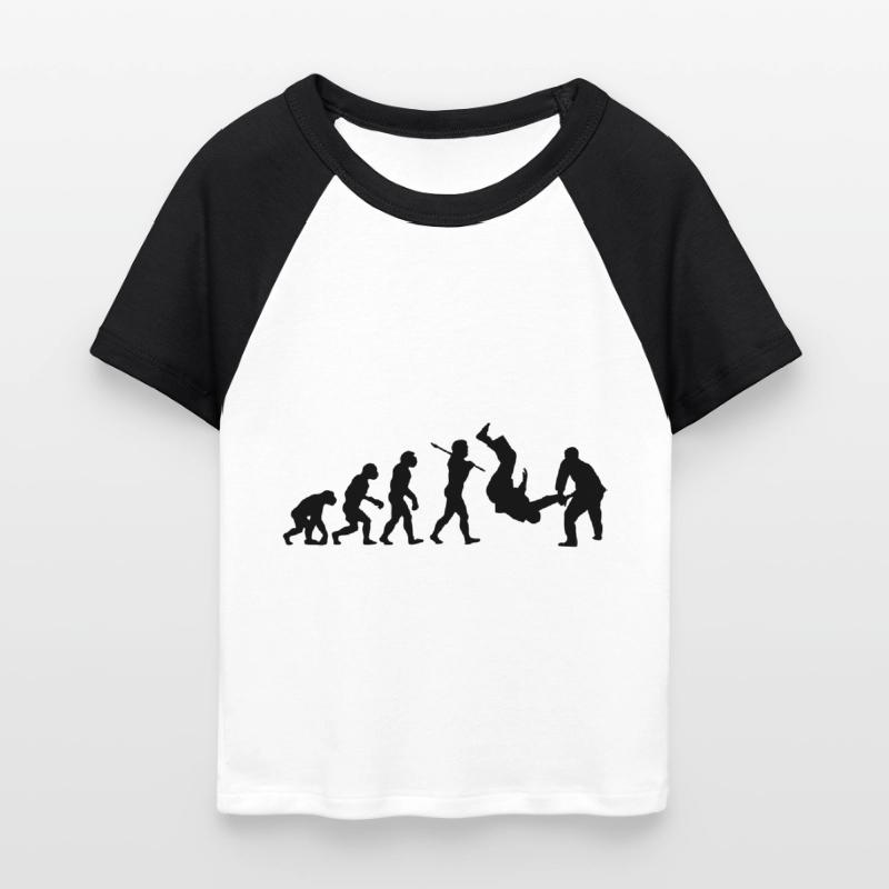 Judo Throw Evolution Women's Cropped Baseball T-Shirt