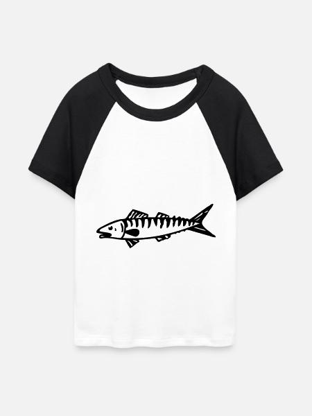 Makrele Makrelenseefisch für Fischer - Frauen Cropped Baseball T-Shirt - Weiß/Schwarz