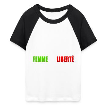Femme vie liberté - T-shirt Crop Top de Baseball Femme - blanc/noir - Devant